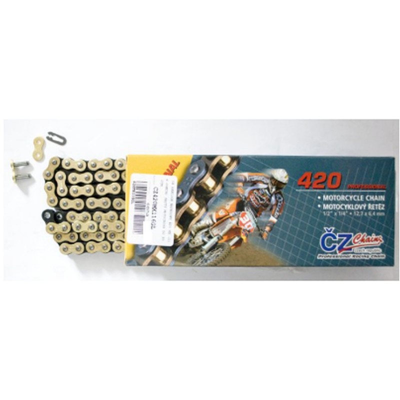 CZ ŁAŃCUCH NAPĘDOWY 420 MX (140 OGNIW) ZŁOTY (MOTOCROSS DO 85 CCM) (22,0 KN) + ZAPINKA