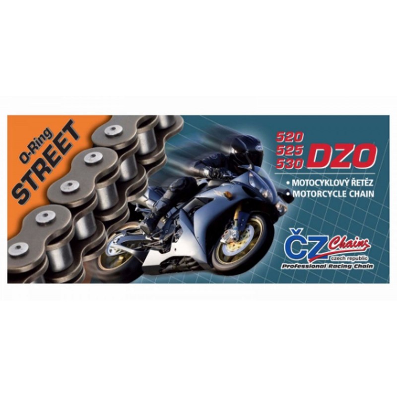 CZ ŁAŃCUCH NAPĘDOWY 525 DZO (114 OGNIW) O-RING BRONZE DO 900 CCM (STREET) (40,0 KN) + ZAKUWKA DRĄŻONA