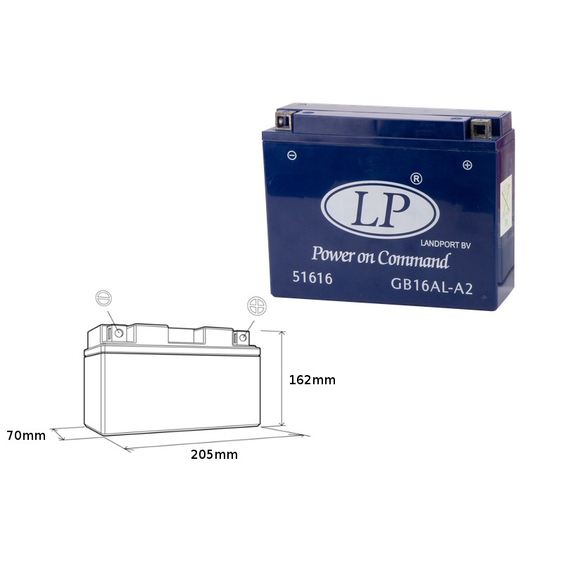 LANDPORT AKUMULATOR ŻELOWY GB16AL-A2 (YB16ALA2) BEZOBSŁUGOWY - ZALANY (4)