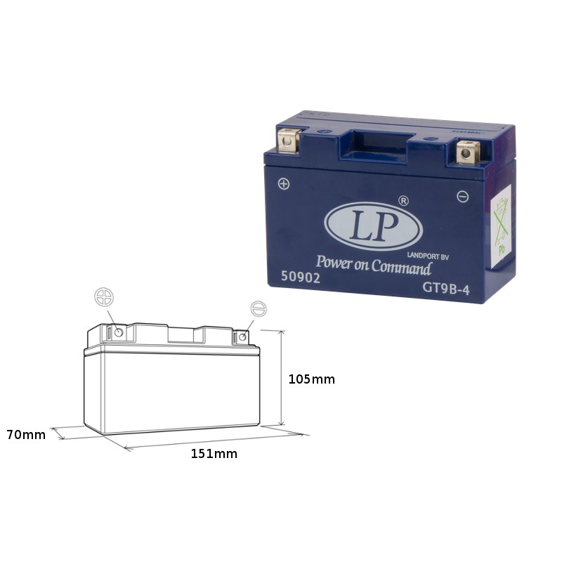 LANDPORT AKUMULATOR ŻELOWY GT9B-4 12V 8AH 150X69X105 BEZOBSŁUGOWY - ZALANY (6)