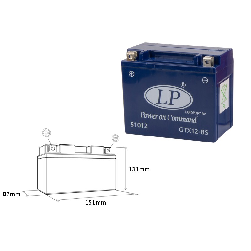 LANDPORT AKUMULATOR ŻELOWY GTX12-4 12V 10AH 151X87X131 BEZOBSŁUGOWY - ZALANY - ZASTĘPUJE GTX12BS L (4)