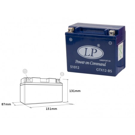 LANDPORT AKUMULATOR ŻELOWY GTX12-4 12V 10AH 151X87X131 BEZOBSŁUGOWY - ZALANY - ZASTĘPUJE GTX12BS L (4)