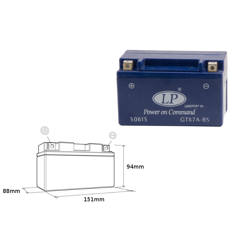 LANDPORT AKUMULATOR ŻELOWY GTX7A-4 12V 7AH 151X88X94 BEZOBSŁUGOWY - ZALANY - ZASTEPUJE GTX7ABS L (4)