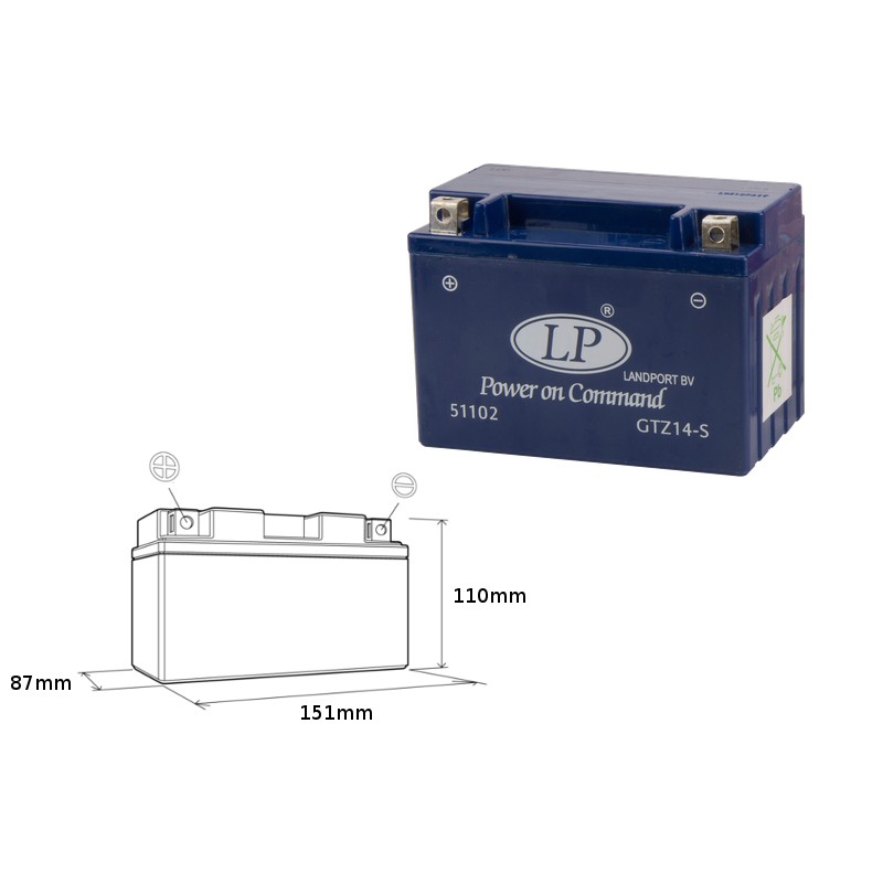 LANDPORT AKUMULATOR ŻELOWY GTZ14-S 12V 11,2AH 150X85X109 BEZOBSŁUGOWY - ZALANY (6)