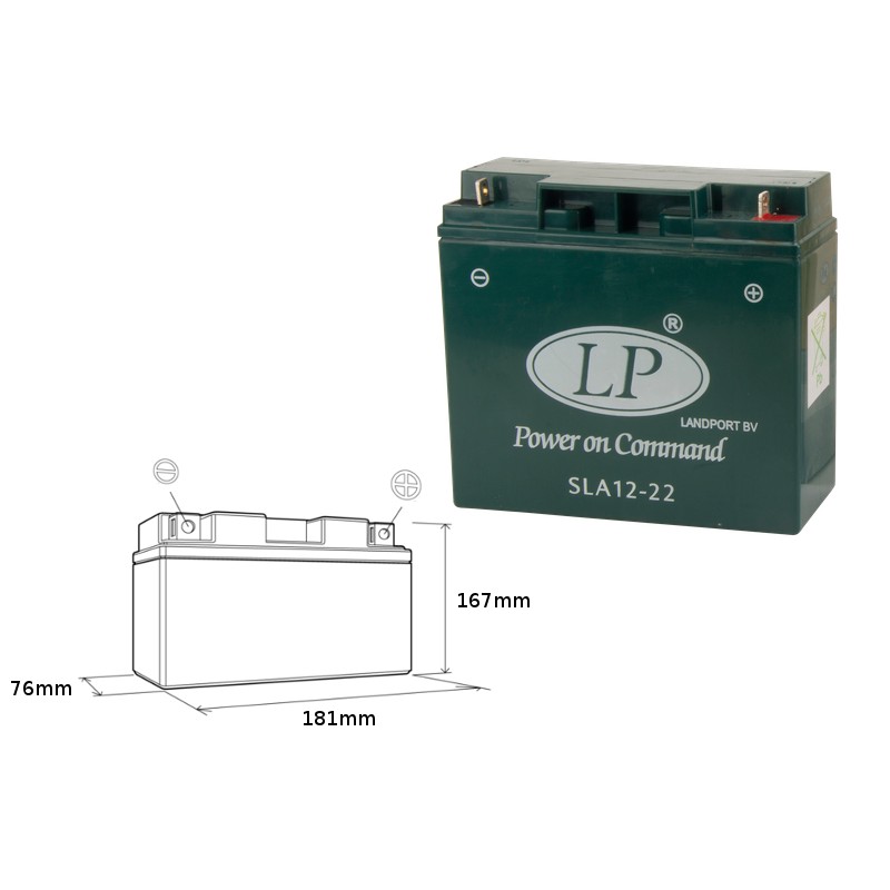 LANDPORT AKUMULATOR SLA12-22 12V/22AH SEALED BMW (+4AH) 180X75X165 BEZOBSŁUGOWY - ZALANY (2)