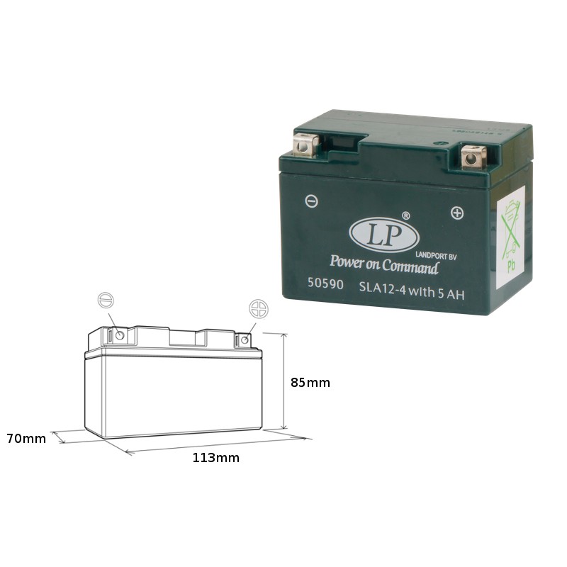 LANDPORT AKUMULATOR SLA12-4S (YTX4L-BS) 12V 5AH (113X69X85MM) BEZOBSŁUGOWY - ZALANY (10)