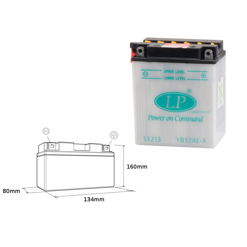 LANDPORT AKUMULATOR YB12AL-A 12V 12AH 135X81X161 (GB12ALA) OBSŁUGOWY - BEZ ELEKTROLITU (5)