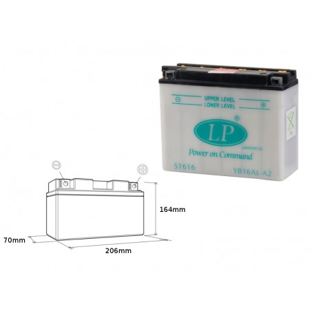 LANDPORT AKUMULATOR YB16AL-A2 12V 16Ah 205x71x164 OBSŁUGOWY - BEZ ELEKTROLITU (5)