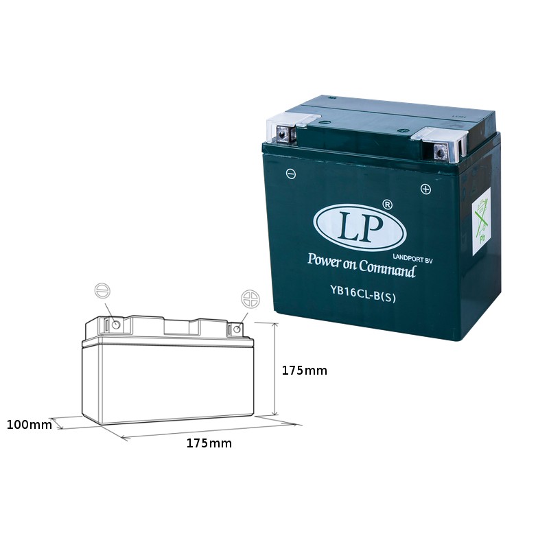 LANDPORT AKUMULATOR YB16CLB (S) 12V 19AH 176X101X176 BEZOBSŁUGOWY - ZALANY (4)