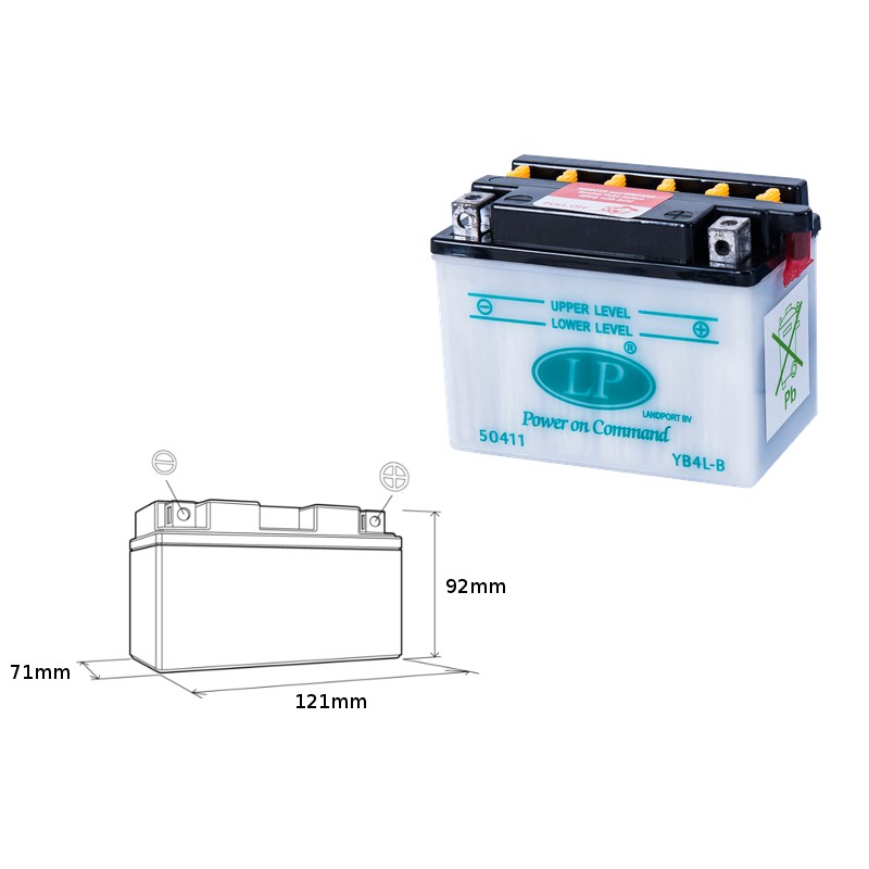 LANDPORT AKUMULATOR YB4L-B 12V 4AH 121X71X93 OBSŁUGOWY - BEZ ELEKTROLITU (10)