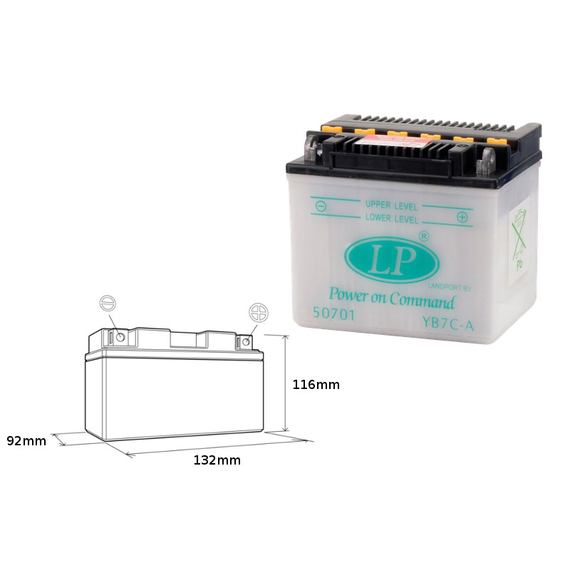 LANDPORT AKUMULATOR YB7C-A 12V 8AH 130X90X114 YAMAHA TW125 OBSŁUGOWY - BEZ ELEKTROLITU (5)