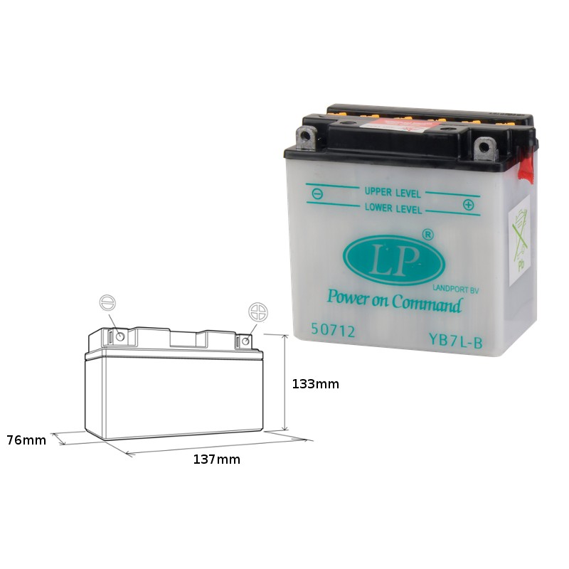 LANDPORT AKUMULATOR YB7L-B 12V 8Ah 137x76x134 OBSŁUGOWY - BEZ ELEKTROLITU (5)