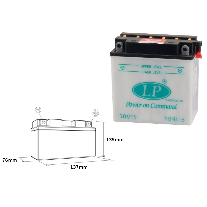 LANDPORT AKUMULATOR YB9L-B 12V 9AH 137X76X140 (12N9-3B) OBSŁUGOWY - BEZ ELEKTROLITU (5)