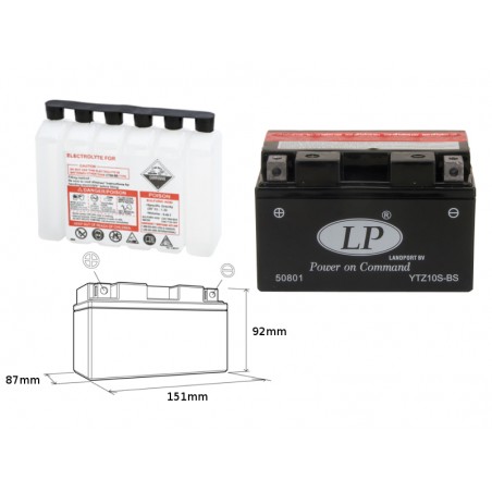 LANDPORT AKUMULATOR YTZ10S-BS 12V 8,5AH 151X87X94 BEZOBSŁUGOWY - ELEKTROLIT OSOBNO (6) UE2019/1148