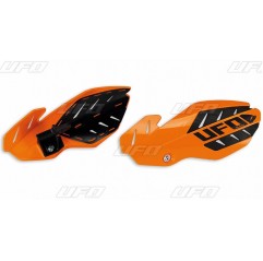 UFO OSŁONY RĄK (HANDBARY) FLAME KTM SX 125 '14-'15, EXC 125 '14-'16, KOLOR POMARAŃCZOWY/BIAŁY (Z MOCOWANIAMI)