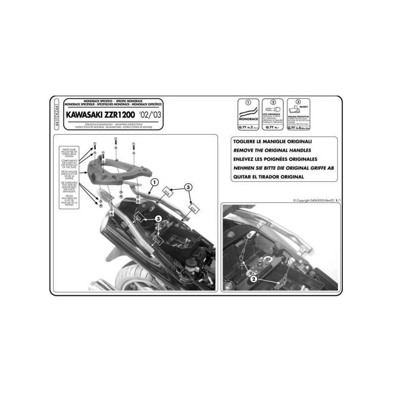 KAPPA STELAŻ KUFRA CENTRALNEGO KAWASAKI ZZR 1200 (02-05) ( BEZ PŁYTY )