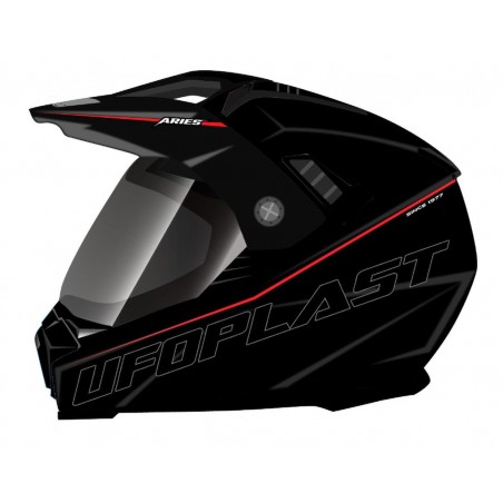 UFO 2023/07 KASK ARIES OFFROAD / DUAL / TOURER / CROSSOVER Z SZYBĄ, DASZKIEM I BLENDĄ PRZECIWSŁONECZNĄ KOLOR CZARNY ROZMIAR L - 