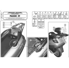 KAPPA STELAŻ KUFRA CENTRALNEGO PIAGGIO X9 125-180-250 (00-02), X9 200-250-500 Evolution (03-08), X9 500 (01-02) ( BEZ PŁYTY )