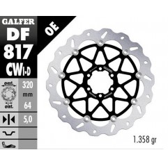 GALFER TARCZA HAMULCOWA PRZÓD BMW HP 4 '12- S 1000R/RR '09-'23 MOTO GUZZI 1400 AUDACE '15- 1400 CALIFORNIA '13- (LEWA) (WAVE FLO