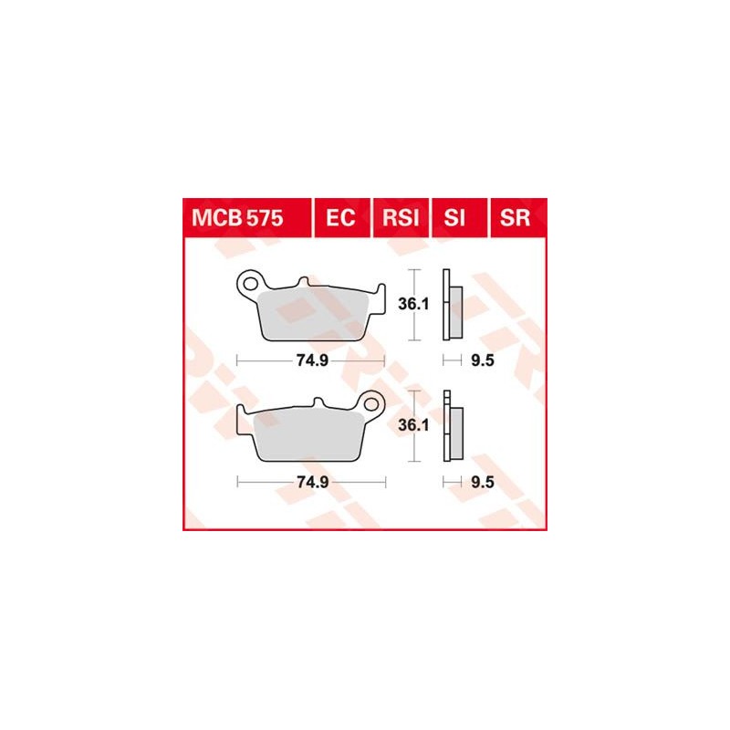 TRW LUCAS KLOCKI HAMULCOWE KH131 SINTER OFFROAD HONDA CRF 230 08-10, XR 250 88-97, XR 600 91-99, YAMAHA WR 125 98-07, TYŁ