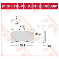 TRW LUCAS KLOCKI HAMULCOWE KH252 KH380 ORGANIC YAMAHA FZ6 07-10, FZS 600 98-01, MT-07 14-17, TRACER 700 '16-, FZ8 10-16, MT-09 1