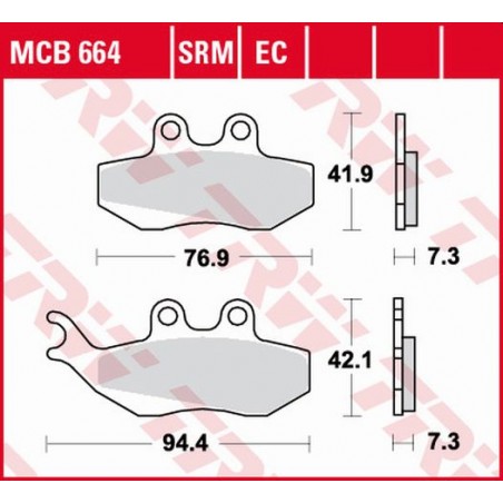 TRW LUCAS KLOCKI HAMULCOWE KH194 ORGANIC APRILIA RS 50 99-10, RX 50 95-06, PEGASO 125 92-95, RX 125 92-99, PRZÓD (PROMOCJA)