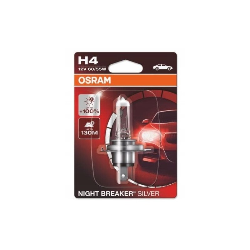 OSRAM ŻARÓWKA H4 12V 60/55W P43t NIGHT BREAKER® SILVER (+100%) - BLISTER