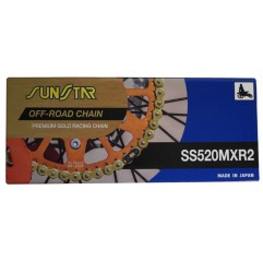 SUNSTAR 2023/06 ŁAŃCUCH 520MXR2-116G MOTOCROSS DO 500 CCM, KOLOR ZŁOTY (38,4KN) (520ERT3) OTWARTY + ZAPINKA - ZASTĘPUJE SS520MXR