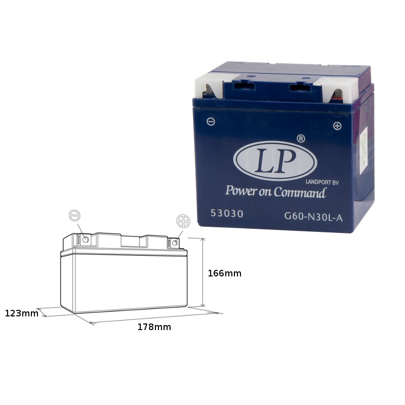 LANDPORT AKUMULATOR ŻELOWY G60-N30L-A 12V 30AH 187X130X170 BEZOBSŁUGOWY - ZALANY (2)