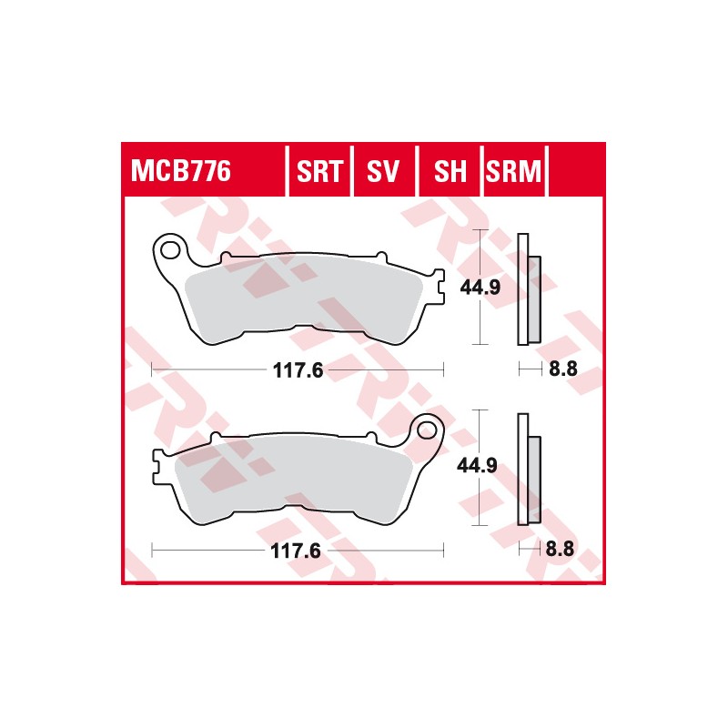 TRW LUCAS KLOCKI HAMULCOWE KH388 SINTER STREET HONDA CBF 500 04-08, CBF 600 04-15, NT 700 V 06-13, XL 700 V 08-13, XL 1000 V 04-