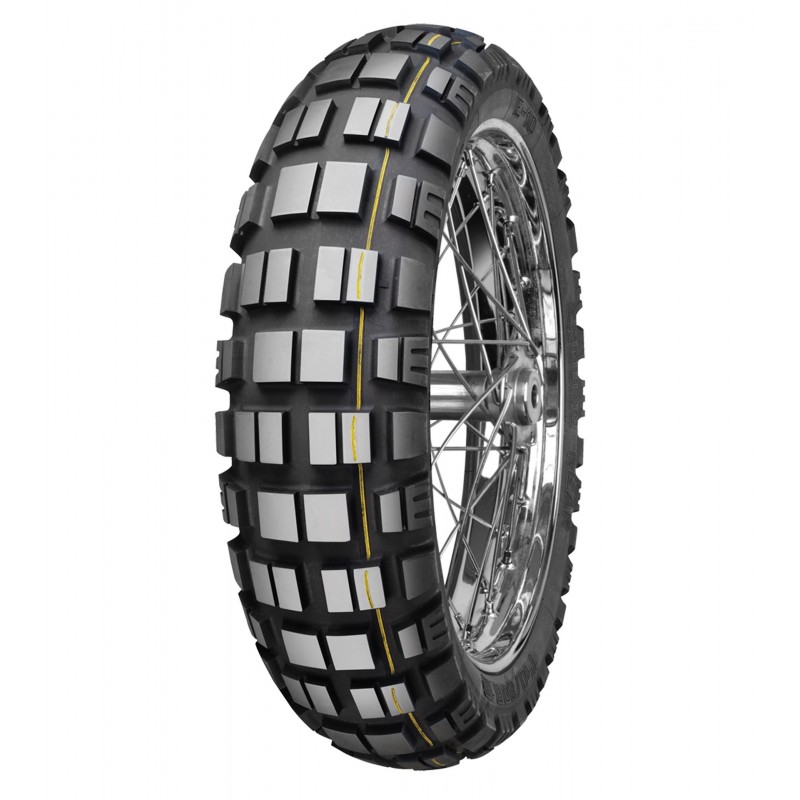 MITAS OPONA 140/80B18 E-10 ENDURO DAKAR 70T TL M+S TYŁ (ŻÓŁTY PASEK) DOT 04/2023 (24426)