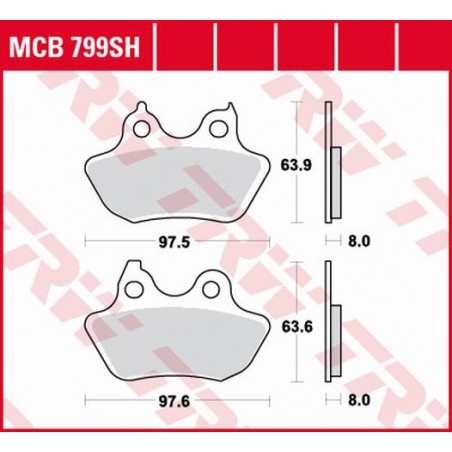 TRW LUCAS KLOCKI HAMULCOWE KH434 SINTER STREET HARLEY DAVIDSON 1450 / 1584 / 1800 06-10, TYŁ