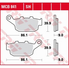 TRW LUCAS KLOCKI HAMULCOWE KH496 ORGANIC HONDA CBF 500 / CB500 X / CBR500 13-, CB 650 F / CBR 600 14-, NC 750 14-, KAWASAKI VERS