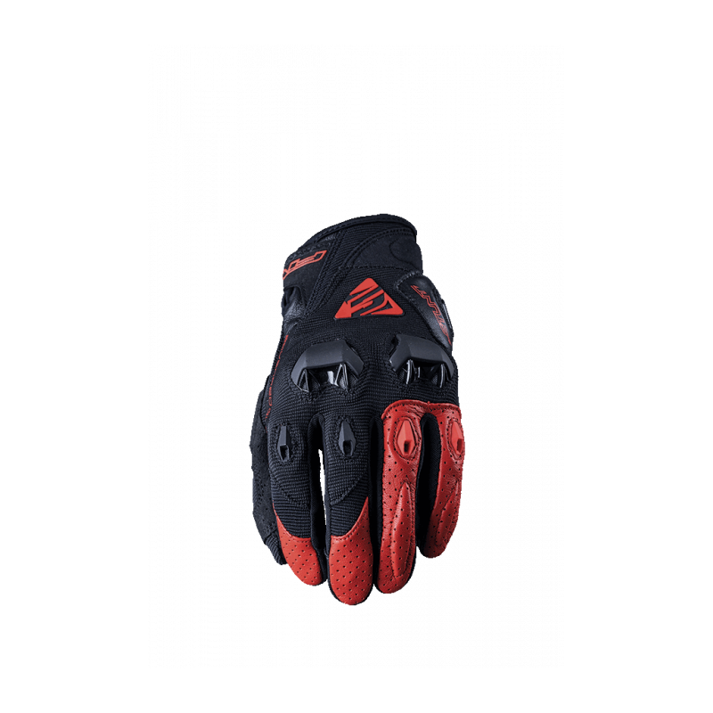 FIVE GLOVES RĘKAWICE SKÓRZANO-TEKSTYLNE STUNT EVO KOLOR CZARNY/CZERWONY ROZMIAR 10 (L)