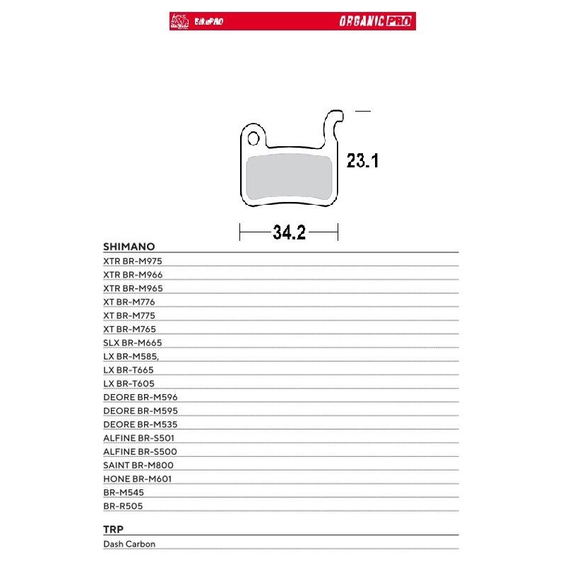 MOTO-MASTER BIKE PRO KLOCKI HAMULCOWE ROWEROWE ORGANICZNE PRO PASUJE DO SHIMANO XTR BR-M975, BR-M966, BR-M965, XT BR-M776, BR-M7