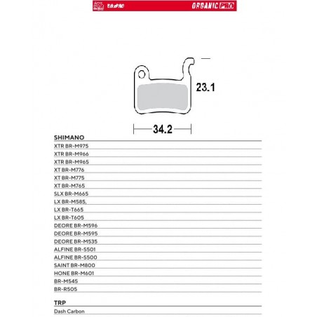 MOTO-MASTER BIKE PRO KLOCKI HAMULCOWE ROWEROWE ORGANICZNE PRO PASUJE DO SHIMANO XTR BR-M975, BR-M966, BR-M965, XT BR-M776, BR-M7