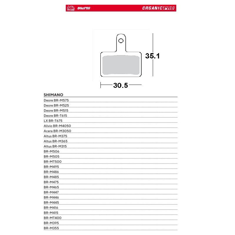 MOTO-MASTER BIKE PRO KLOCKI HAMULCOWE ROWEROWE ORGANICZNE PRO PASUJE DO SHIMANO DEORE BR-M575, BR-M525, BR-M515, BR-T615, BR-M50