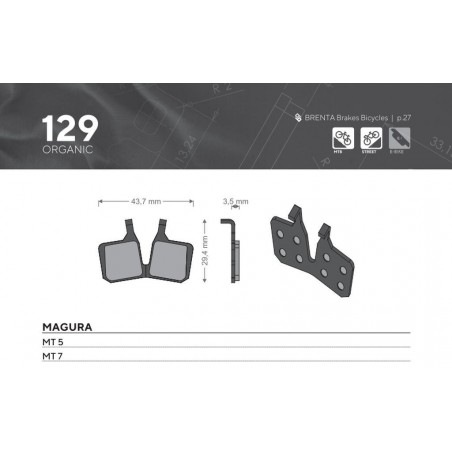 BRENTA BIKE KLOCKI HAMULCOWE ROWEROWE ORGANIC MTB / SZOSA PÓŁMETALICZNE PASUJE DO MAGURA MT 5, MT 7 (DO WSZYSTKICH RODZAJÓW TARC