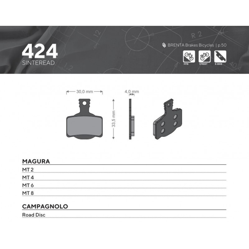 PROMOCJA BRENTA BIKE KLOCKI HAMULCOWE ROWEROWE SINTER SPIEKANE METALICZNE MTB / SZOSA / ELEKTRYK PASUJE DO MAGURA MT 2, MT 4, MT