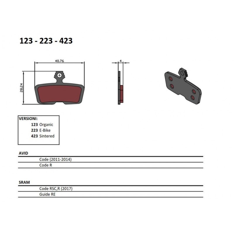 BRENTA BIKE KLOCKI HAMULCOWE ROWEROWE SINTER SPIEKANE METALICZNE MTB / SZOSA / ELEKTRYK PASUJE DO AVID CODE (2011-2014) CODE R, 