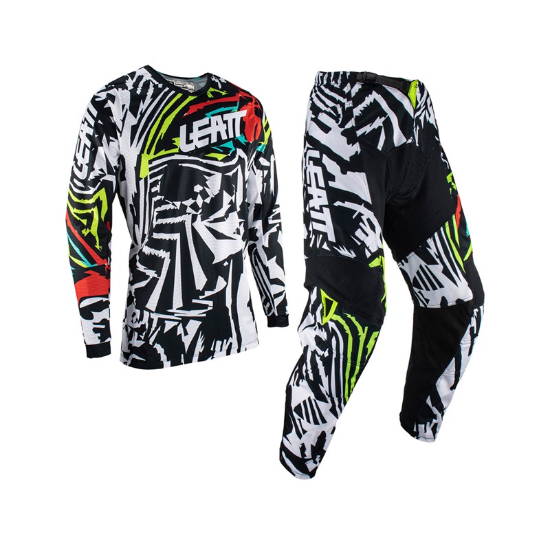 LEATT (2023) ZESTAW (KOMPLET) KOSZULKA + SPODNIE MOTO RIDE KIT 3.5 ZEBRA KOLOR BIAŁY/CZARNY/CZERWONY ROZMIAR L