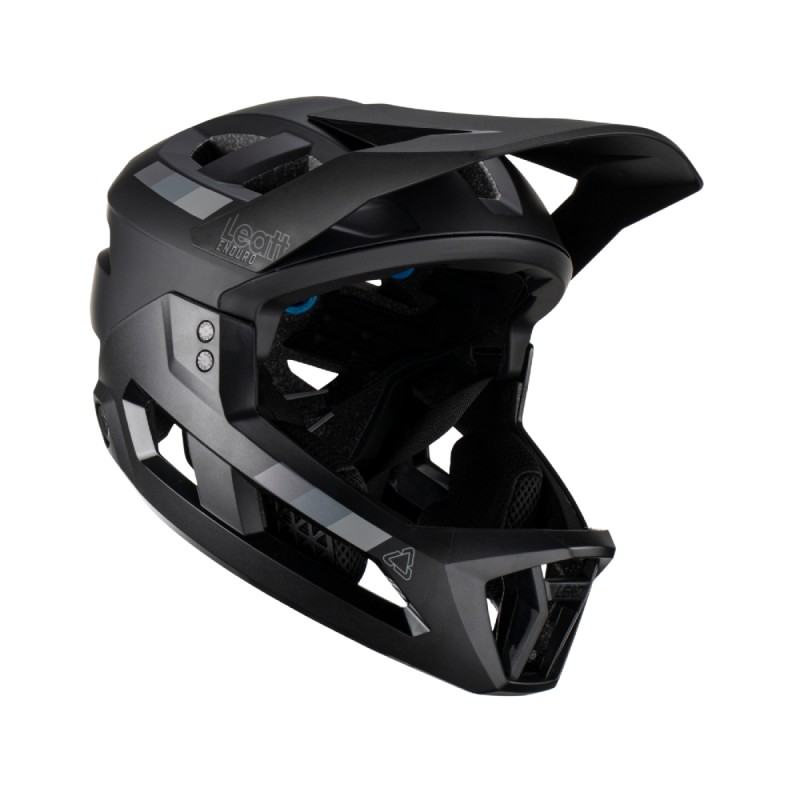 LEATT (2023/2024) KASK ROWEROWY MTB ENDURO 2.0 (WYPINANA SZCZĘKA) V23 STEALTH KOLOR CZARNY ROZMIAR L (59-63 cm)