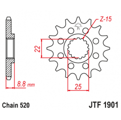 JT ZĘBATKA PRZEDNIA Z GUMĄ 1248 13 KTM SX/EXC '91-'22, BETA, GASGAS, HUSQVARNA (124813RB) (ŁAŃC. 520) - ZAMÓWIĆ