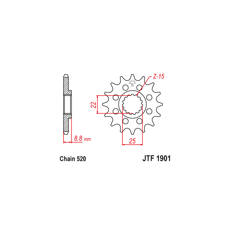 JT ZĘBATKA PRZEDNIA Z GUMĄ 1248 13 KTM SX/EXC '91-'22, BETA, GASGAS, HUSQVARNA (124813RB) (ŁAŃC. 520) - ZAMÓWIĆ