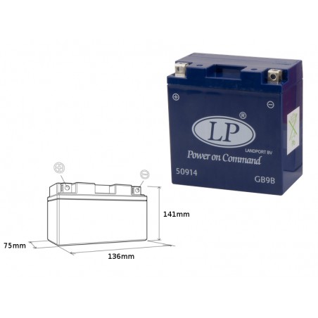 LANDPORT AKUMULATOR ŻELOWY GB9B 12V 9AH 136X75X141 BEZOBSŁUGOWY - ZALANY (10)