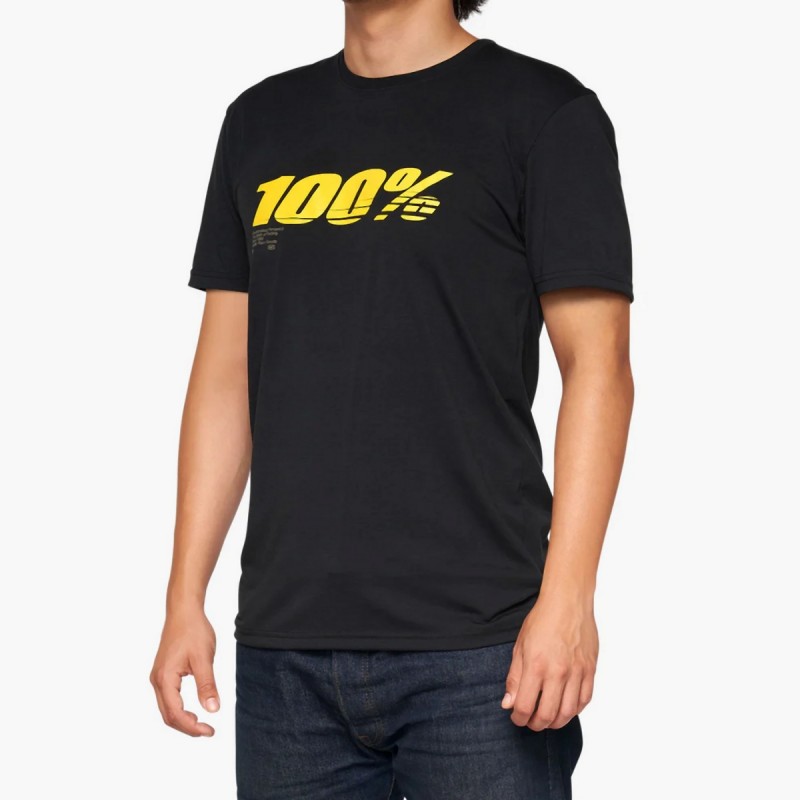 100 PROCENT KOSZULKA CODZIENNA Z KRÓTKIM RĘKAWEM (T-SHIRT) MODEL SPEED KOLOR CZARNY/ŻÓŁTY ROZMIAR M