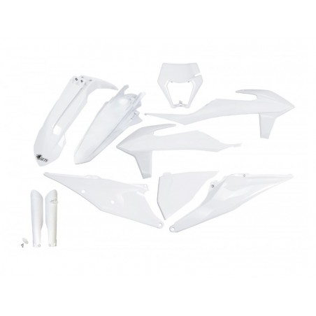 UFO 2024/01 KOMPLET PLASTIKÓW Z OSŁONAMI TELESKOPÓW (AMORTYZATORÓW) KTM EXC 125 '20-'21, EXC 250 / 300 '20-'23, EXC-F 250 / 350 