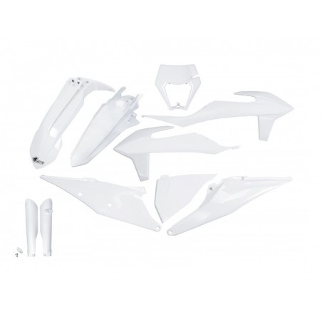 UFO 2024/01 KOMPLET PLASTIKÓW Z OSŁONAMI TELESKOPÓW (AMORTYZATORÓW) KTM EXC 125 '20-'21, EXC 250 / 300 '20-'23, EXC-F 250 / 350 