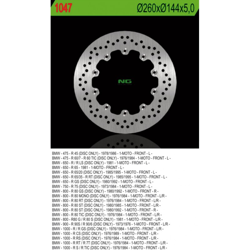 NG TARCZA HAMULCOWA PRZÓD BMW R45/60/65/75/80/90/100 (260X144X5) 10 OTWORÓW ŚR.5