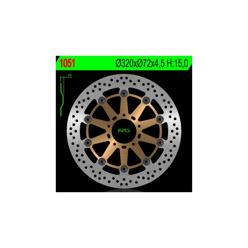 NG TARCZA HAMULCOWA PRZÓD DUCATI 749/848/999/1000/1100 '02-17 (320X72X4,5MM) (5X8,5MM) PŁYWAJĄCA